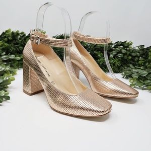 Madame Vestiaire Rose Gold Ankle Strap Heels Sz 5